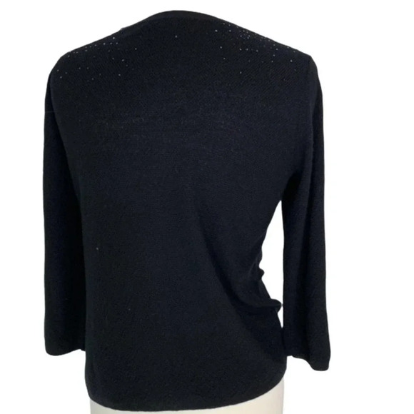 Eileen Fisher Wool Beaded Drape Cowl Neck Sweater Top Black Size XS - Picture 8 of 12